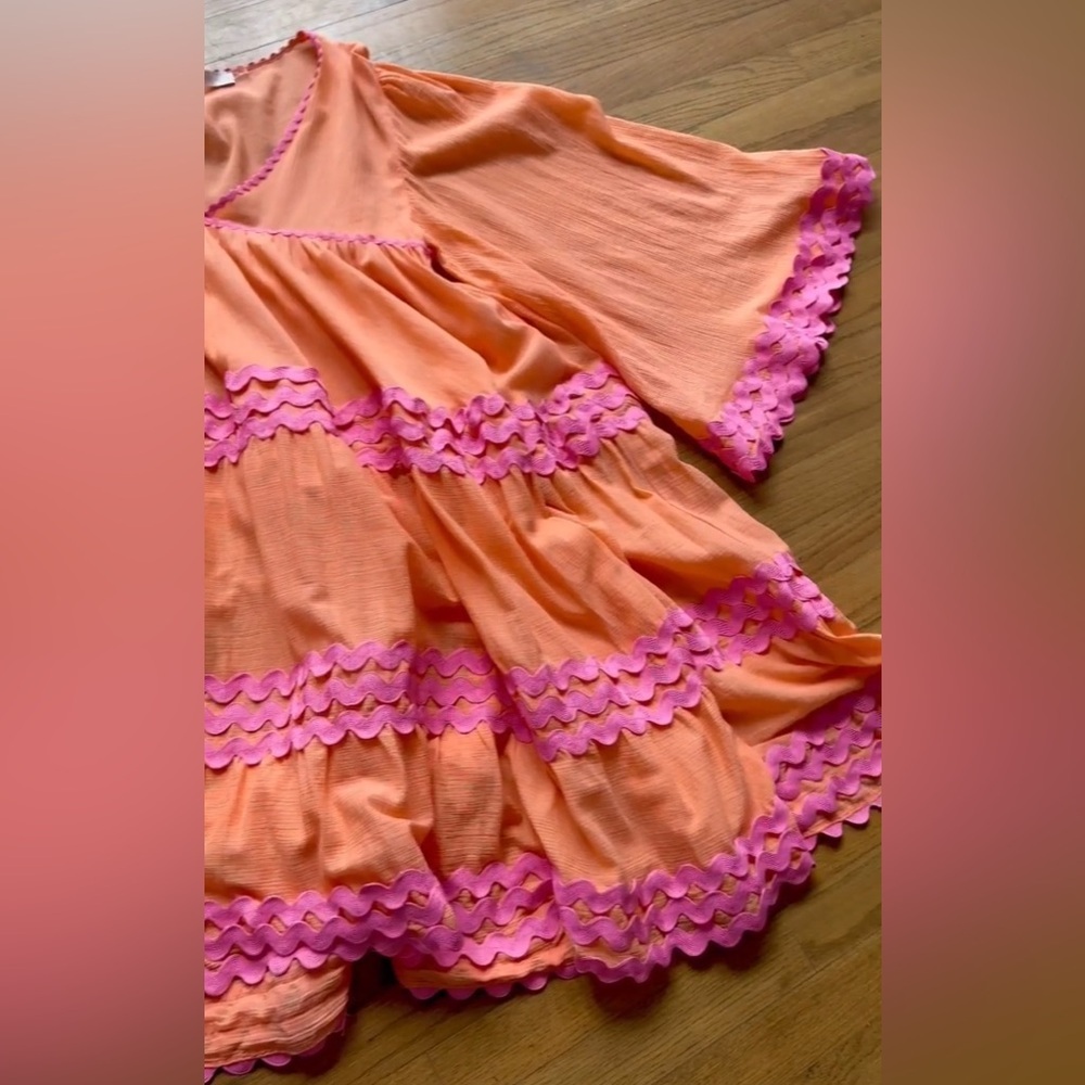 Flora Sardalos - CORAL Hydra Ric Rac-trimmed Broderie Anglaise Cotton